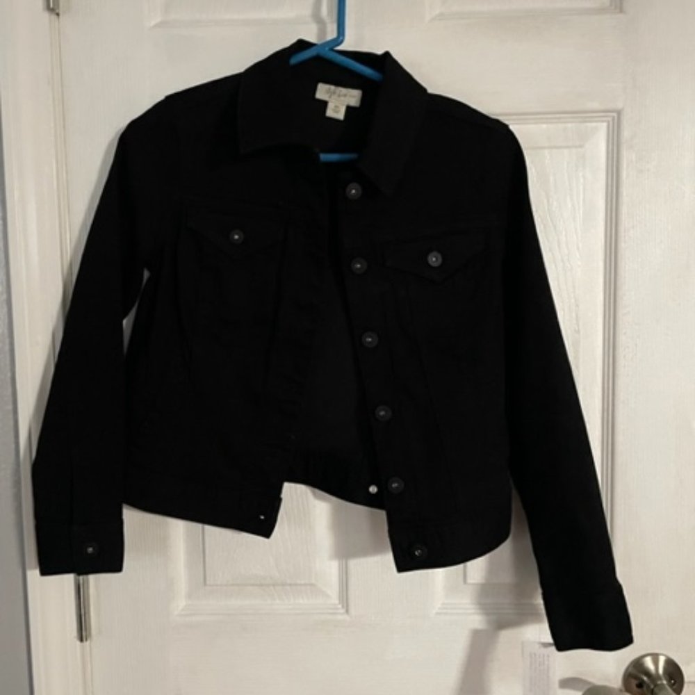 Style & Co Classic black denim jacket